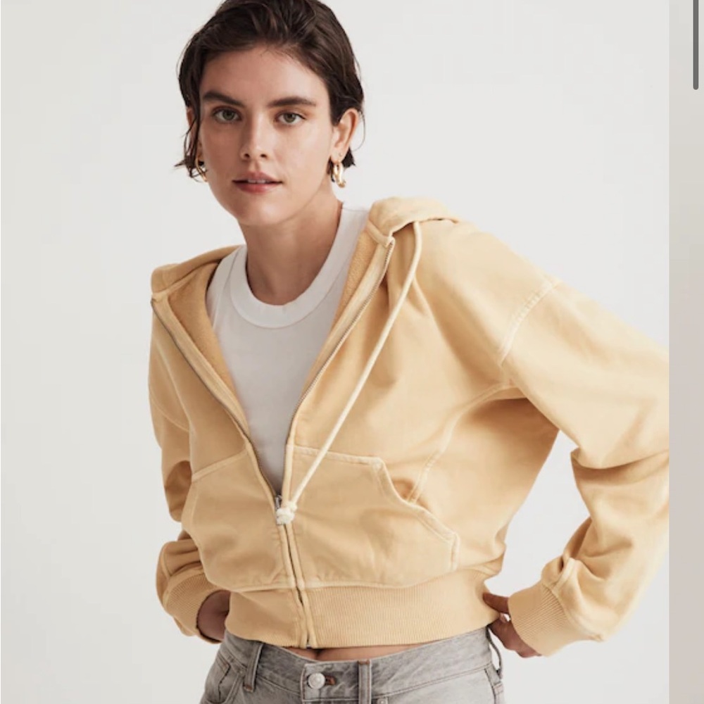 Madewell Terry Zip-Front Hoodie —Yellow